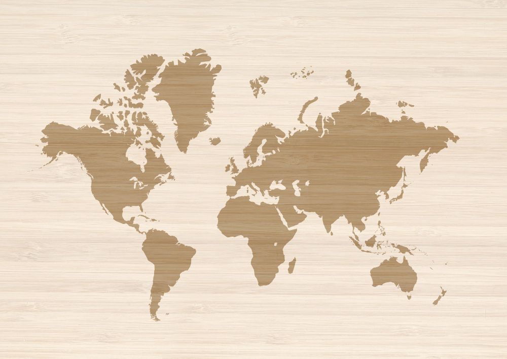 carte monde murale bois